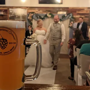 Yeah, we had a wedding at the brewery. We had his mug club beer ready to celebrate the big day!!