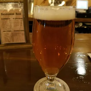 Chief Moore's Pale Ale and the darker is Bandstand Brown Ale.  Ambiance is on point, the staff is amazing and the beer is excellent!!!