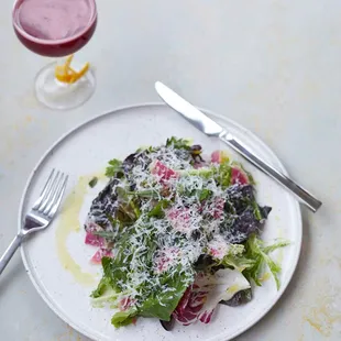 Mixed green salad - Greens . herb salad. lemon . parmesan reggiano