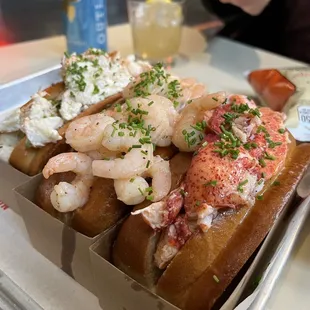 Crab roll + shrimp roll + lobster roll