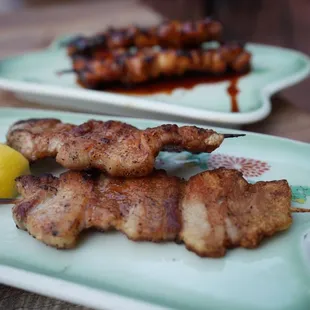 Pork belly skewers @dumplingadventuress