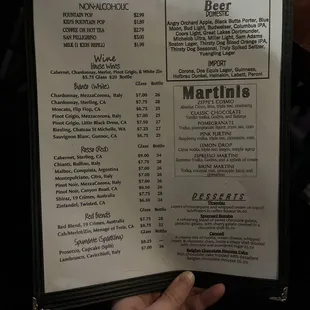 Drink menu