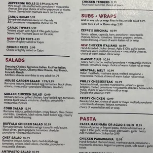 the menu