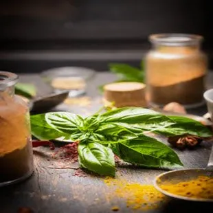 basil leaves and spices