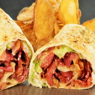 two burritos and chips