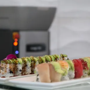 Caterpillar &amp; rainbow rolls