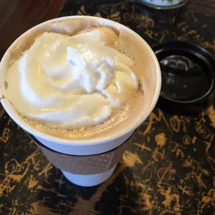 Valentine Special: Medium white chocolate raspberry latte (extremely sweet)