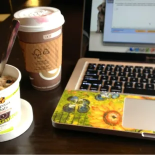Peanut butter mocha w/almond milk with some yummy and healthy oatmeal made homework so much better!