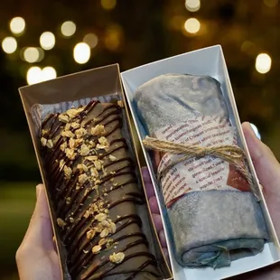 Hanabi Banana Nutella and Yuzu Blue Crepe Rolls