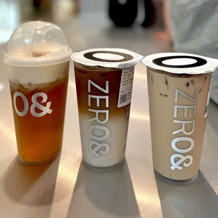 Left to right: Peach Oolong Tea, Cocopresso, Teapuccino