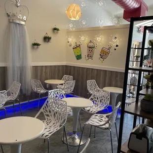 tables and chairs in a restaurant