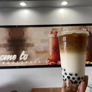 Coffee Horchata with Honey Boba