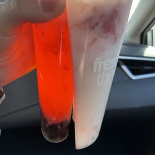 Strawberry horchata and lychee