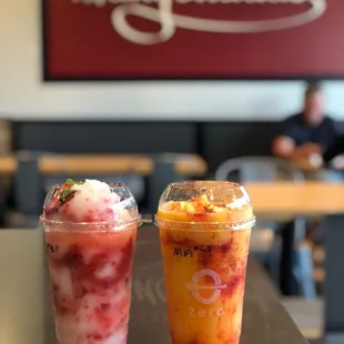 Pink lychee and mangonada
