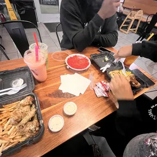 2 chicken wing combos garlic parm &amp; lemon pepper, hot cheeto elote.