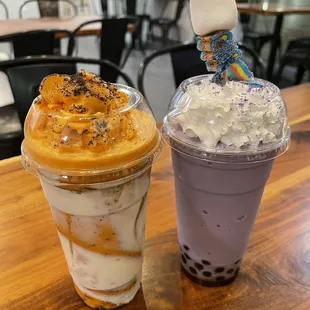 Left: Camo Thai  Right: Ube Milkshake