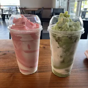 Left: Strawberry Cheesecake Right: Camo Matcha