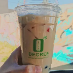 Boba milk tea made only with real milk and tea (they say they don't use powder mixes here).