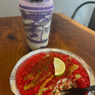 Ube Milkshake w Boba &amp; Elote
