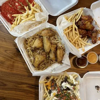 Garlic Noodles and Chicken Wings
