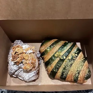 Pistachio croissant (on right) and almond I believe...