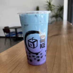 Blue Lagoon milk tea with boba