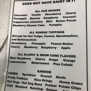 Dairy free options