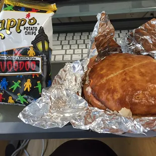 Brought a ham/turkey/cheese sammich with some voodoo chips to the office so I can practice the dark arts