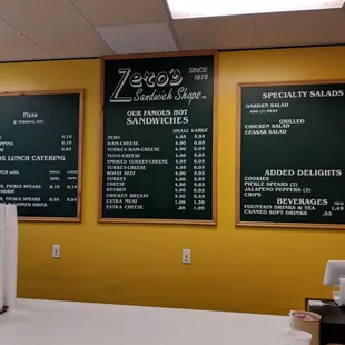 Menu behind counter