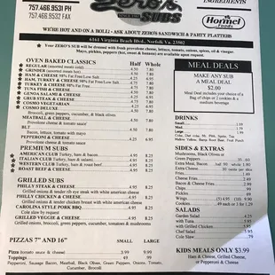 the menu
