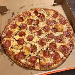 16-inch pepperoni and onion pizza