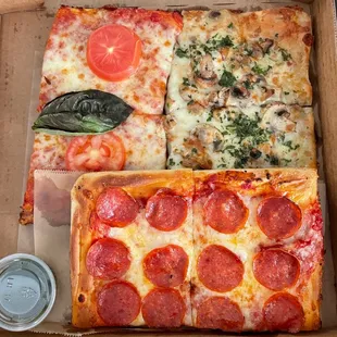 Margherita Pizza, Truffle Porcini Pizza, Pepperoni Pizza