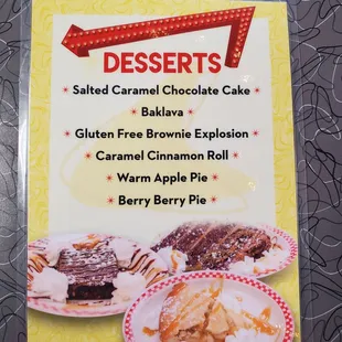 desserts menu