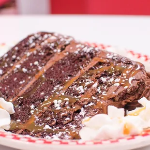 a slice of chocolate cake