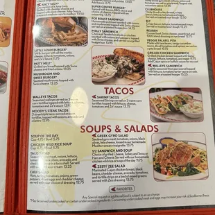 the menu for the restaurant