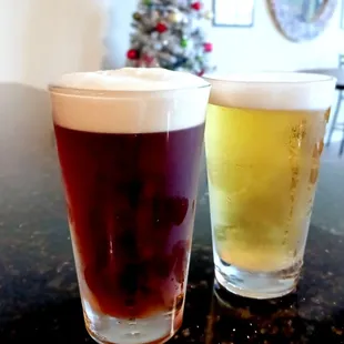 two glasses of beer