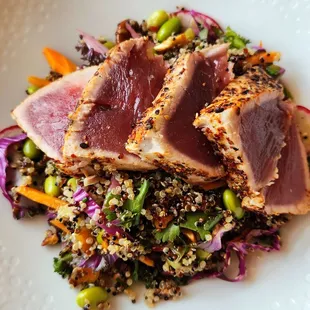 The best new salad in Dallas, the Togarashi Tuna &amp; Ancient Grain Salad at Zest Cafe Dallas
