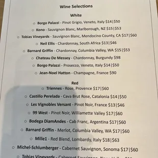 Wine list