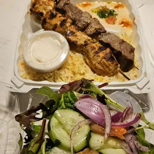 Beef &amp; Chx Kabob Combo Plate