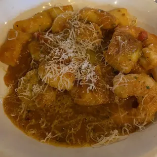 My homemade gnocchi with shrimp was flavorful and delicious.