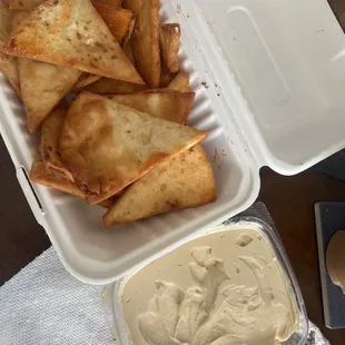 Pita chips and hummus