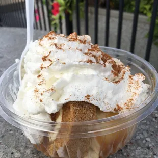 It's back. Pumpkin roll sundae made special w/pumpkin hand-dipped (flavor of the week), instead of the regular vanilla soft serve.