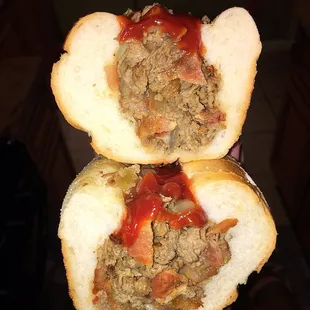 Bacon, Provolone, ketchup cheesesteak