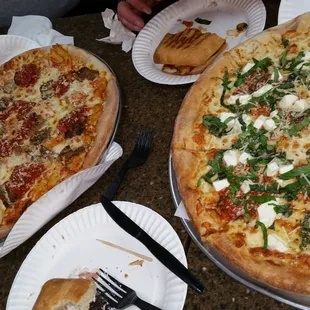 Baked Penne pizza and White Margarita pizza.