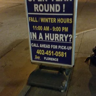 Winter hours