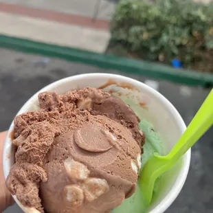 Mint chip and Rockyroad  2 scoops $5.00