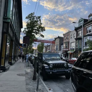 The quaint and picturesque neighborhood of Manayunk. This is Main Street where the restaurant is located