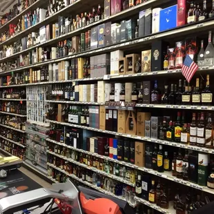 shelves of liquor