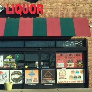 the front of a liquor store