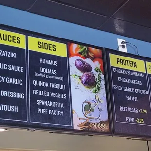 menus on the wall
